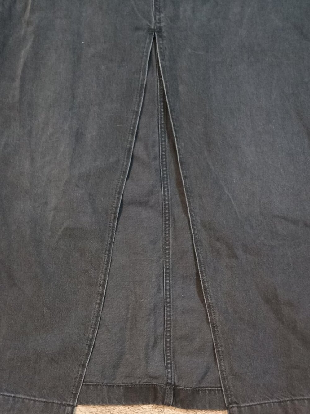 Free People/Denim Maxi Skirt/Women 28 Black Front Slit Boho Western Festival Ski - Picture 4 of 11